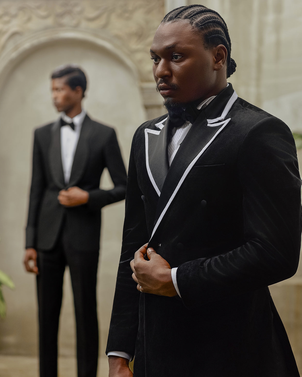 The Noir Regent Double-Breasted Velvet Tuxedo